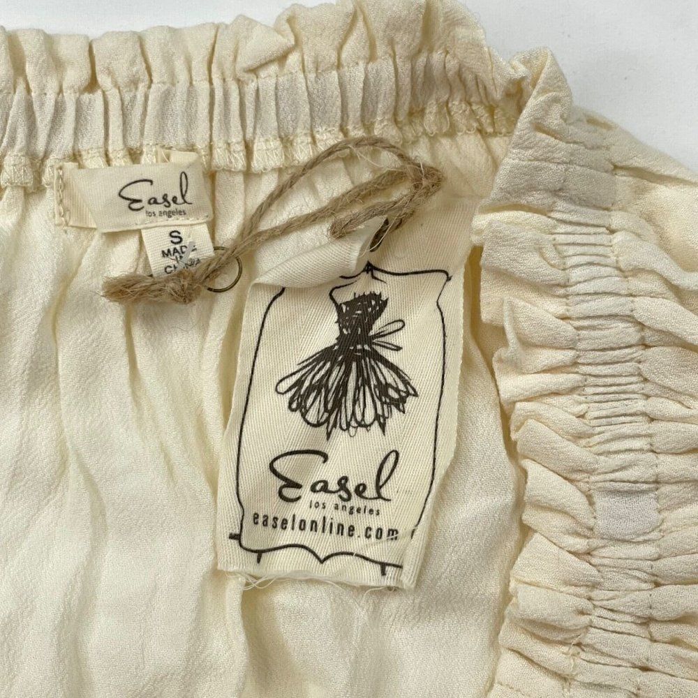 Anthropologie Easel Ivory Cream Off Shoulder Crotchet Sleeve Boho Tunic NEW - Picture 5 of 7